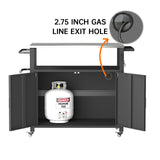 Outdoor Grill Table with Storage, Outdoor Grill Cart for BBQ, Patio, and Backyard, Outdoor Kitchen Island with Stainless Steel Top, 44.88 x 18.11 x 35.43 inch Samesay