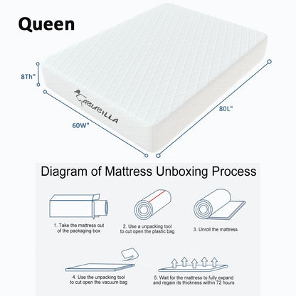 LIYIH Queen Size Mattress, 8 Inch Queen Mattress, Guest Room Mattress, Memory Foam Mattress, Comfortable and Receive Restful Sleep, CertiPUR Certification 【2024 New Version】