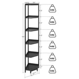 Hzuaneri Corner Shelf Stand, Corner Bookshelf, Storage Standing Shelf Unit with Metal Frame, Plant Stand, Corner Bookcase for Living Room, Home Office, Bedroom, 6-Tier Black CS06006B Hzuaneri