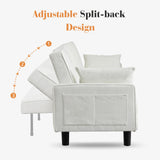 Oprisen Convertible Futon Sofa Bed, Modern Chenille Upholstered Tufted Couch Sleeper with Adjustable Backrest for Living Room, Bedroom, Office, Apartment (White, Loveseat) Oprisen