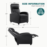 SMUG Recliner Chair Living Room Recliner with Adjustable Backrest and Footrest Modern Design for Home Upholstered Armchair in Soft Fabric, Black，PU+PVC SMUG