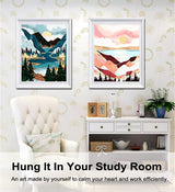 BAISITE Paint by Numbers Kit for Adults Beginners,12" Wx16 L 2 Pack Canvas for Painting Kits for Adults in Colorful Box-Sunset Lake Mountains1112 BAISITE