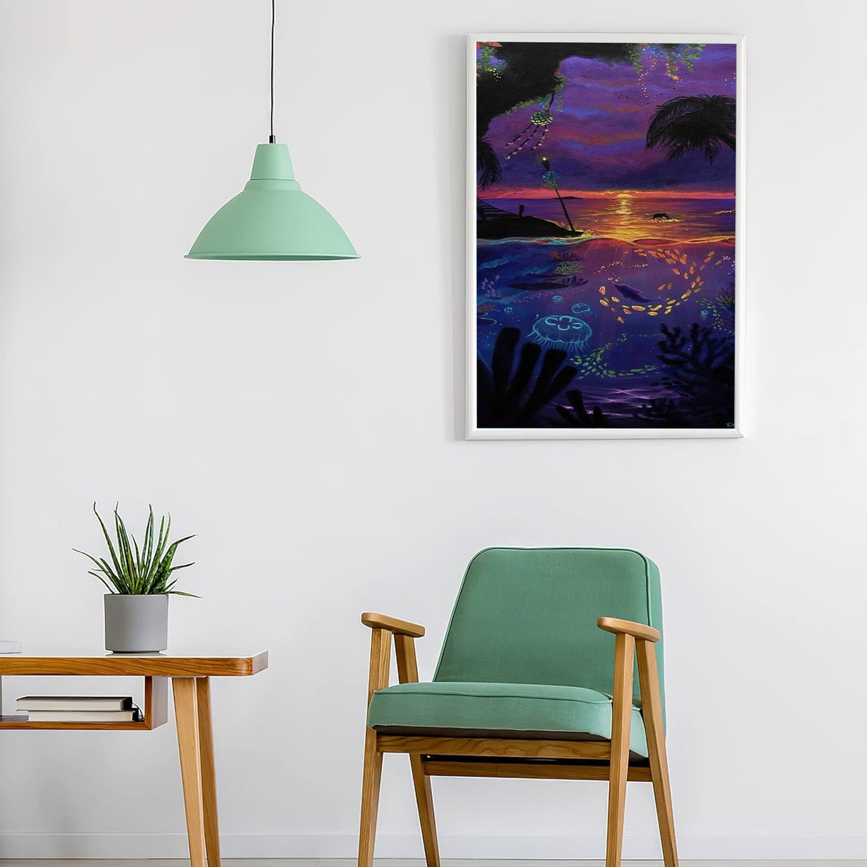 hyzsj Paint by Numbers Kit for Adults with Frame,Sea Animal Paint by Numbers for Adults, Paint by Number with Easel, DIY Paint by Number Kits for Home Wall Decor（Sunset 11.8x15.7inch hyzsj