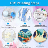 Artunion Framed Paint by Numbers Kit for Adults Beginners & Kids Ages 8-12,Cartoon Turtle Paint by Number with Frame,Ocean Paint by Numbers Kit on Canvas 10 * 10 Inch Without Easel Artunion