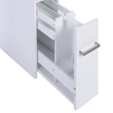 Spirich Slim Bathroom Storage Cabinet, Free Standing Toilet Paper Holder, Bathroom Cabinet Slide Out Drawer Storage, White Spirich