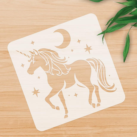 Unicorn Stencil for Painting 11.8 x 11.8 Inch Reusable Plastic Unicorn Template for Painting on Wall Wood Furniture Fabric Canvas, DIY Craft Stencil DOODLREAM
