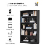 Farini Black Bookshelf for Bedroom 5 Shelf Office Bookcase 60 Inches Tall Modern Wood Bookshelf for Living Room 5 Tier Wide Manga Bookshelf Library Bookcase Farini