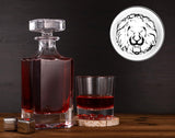 Whiskey Decanter Set with Wooden Box, Lion Whiskey Glasses 10 oz and 25 oz Bourbon Decanter Set with 18/10 Stainless Steel Whiskey Stones, Tongs, Whiskey Gifts for Men Husband Dad Wedding XmanKing