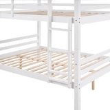 FLEXISPOT Full Over Full Solid Wood Bunk Bed with Thick Posts,Wooden Bunk Bed with High Guardrail and Ladder for Kids, Teens, Dorm Rooms, and Guest Rooms,No Box Spring Needed,White FLEXISPOT