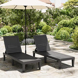 NBYSGO Outdoor Lounge Chairs Set of 2, 5-Position Adjustable Tanning Chairs with Wood Grain, All-Weather Resin Patio Recliners for Pool, Garden, Deck, Beach, Patio Lounge Chairs, Texture Black