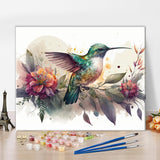 TUMOVO Abstract Paint by Number Kit - Colorful Hummingbird with Flowers - Easy Adult Art Craft - 16"x20" (Frameless) TUMOVO