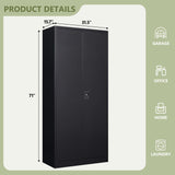 RAVIGIN Metal Garage Storage Cabinet with Lock, 71" Locking Tool Cabinet with 2 Doors and 5 Adjustable Shelves, Tall Steel Cabinet Garage for Home,Office,Warehouse，School (Black) RAVIGIN