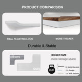 SAUMONIERES Corner Floating Shelves Wall Mount Shelf Solid Wood for Bedroom Bathroom Room Kitchen Storage Set of 3, White, Invisible Brackets SAUMONIERES