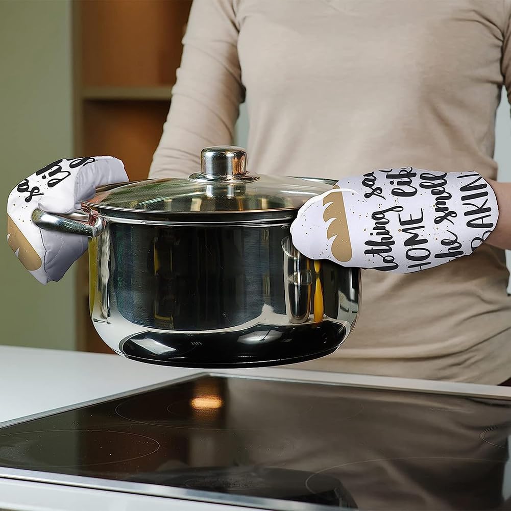 PRIZOM Sublimation Blank Oven Mitts Set Gloves and Sublimation Blank Pot Pad for DIY Kitchen Accessories 4Pcs Buosha