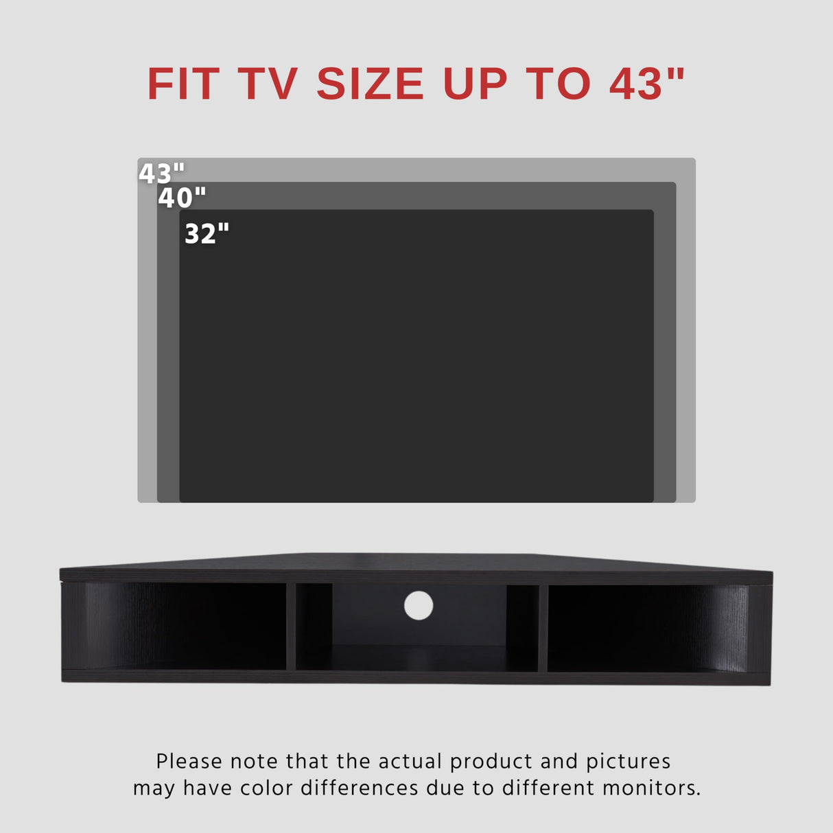 24/7 Shop at Home French 47 inch Modern Floating TV Stand with Storage, Floating Corner Shelf for Wall, Wood Entertainment Center with Shelves for Living Room, Bedroom, Family, Cappuccino Brown 24/7 Shop at Home