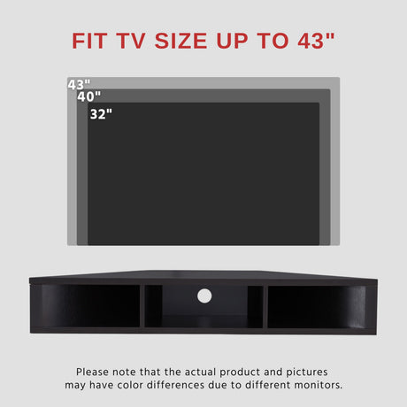 24/7 Shop at Home French 47 inch Modern Floating TV Stand with Storage, Floating Corner Shelf for Wall, Wood Entertainment Center with Shelves for Living Room, Bedroom, Family, Cappuccino Brown 24/7 Shop at Home
