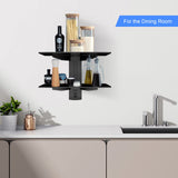 Suptek Glass Floating Shelves, TV Wall Mount with Shelf for DVD Player / PS4 / Cable Boxes/Game Consoles/Sky Box/TV Accessories, Flat Black 2-Tier Wall Mount Bracket suptek