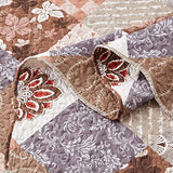 LEAONME 2 Pieces Twin Size Quilt Set Lightweight Brown Floral Bedspread 68x86 Inch Soft Patchwork Coverlet Warm Microfiber Bed Cover for All Seasons (1 Quilt,1 Pillow Sham) LEAONME