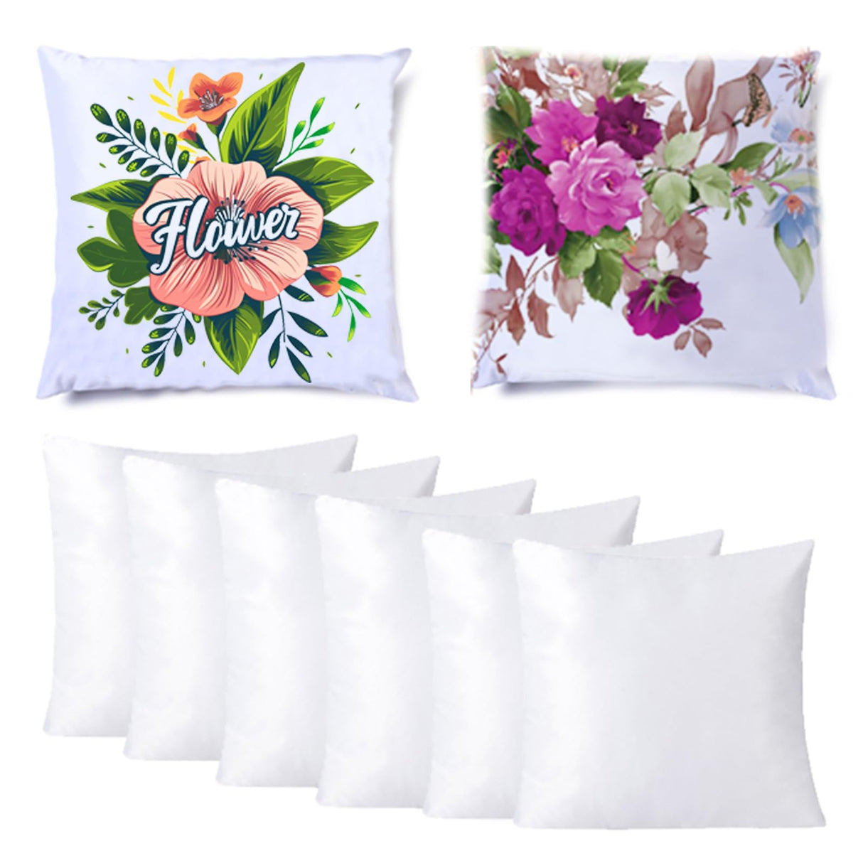 H-E Plain White Sublimation Blank Pillow Case DTF Printing Fashion Cushion Pillowcase Cover for Sublimation and DTF Printing DIY Throw Pillow Covers (10pcs/Pack) H-E