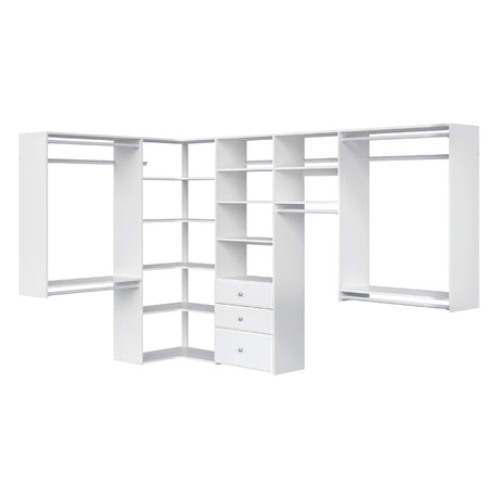 Easy Track PH43-WH Ultimate Corner Wood Kit Closet Organizer in White with White-Vinyl Hardware Easy Track