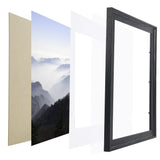 11x14 Wood Picture Frame Back, Display Pictures 8x10 with Mat or 11x14 Without Mat, Arc Ultra Edge Wooden Poster Picture Frames,11x14,Wood,Black,1 Pack Medog