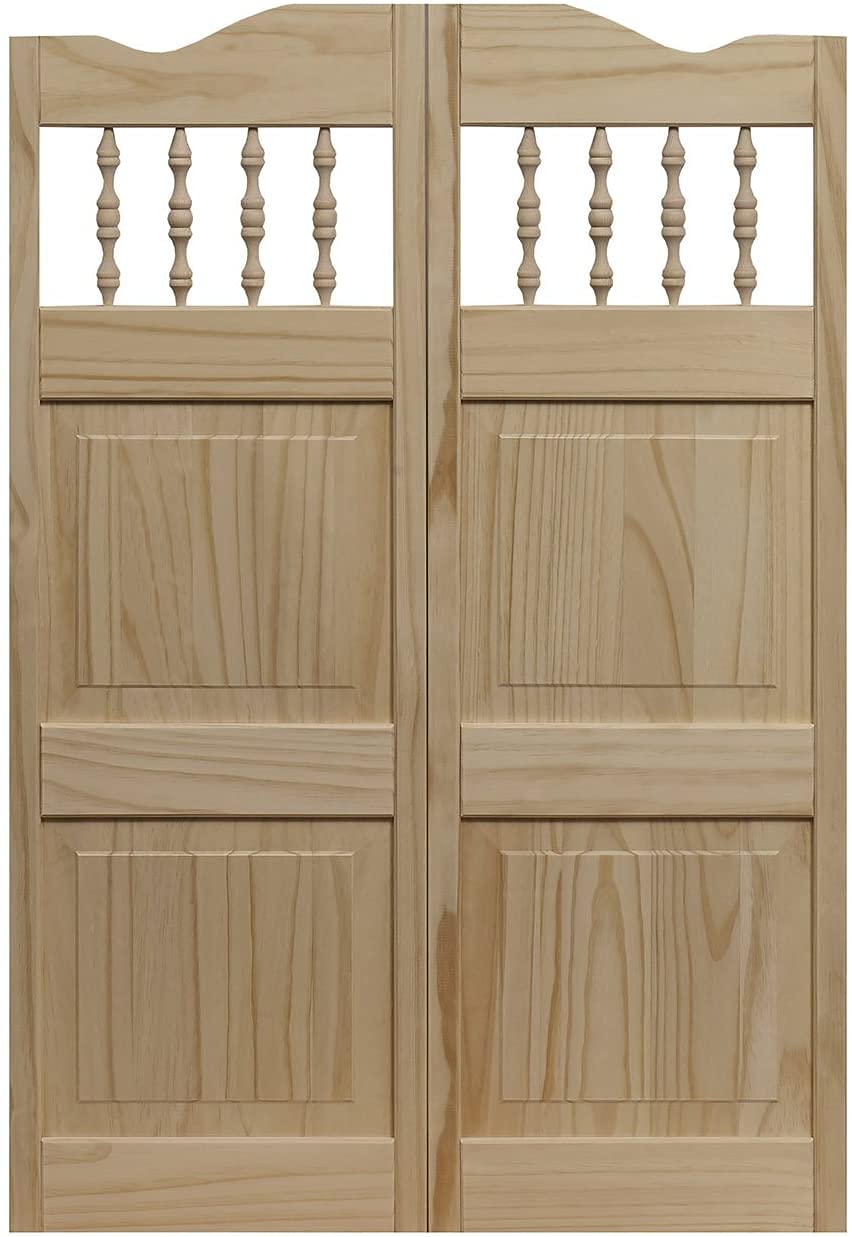 LTL Home Products 843642 Pinecroft Royal Orleans Spindle Top Café Door, Solid Pine Wood, 36"x42", Unfinished - WoodArtSupply