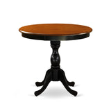 East West Furniture Antique 5 Piece Kitchen Set for 4 Includes a Round Room Table with Pedestal and 4 Dining Chairs, 36x36 Inch, Black & Cherry East West Furniture