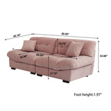 Cloud Modular Sectional Sofa,Scrub Velvet Minimalist Sofa Couch for Living Room, Curved Couch,Modern LoveSofa with 2 Pillows 3 Seater for Apartment Office Studio, Deep Seat Couches (Pink, 89inch) WJShome
