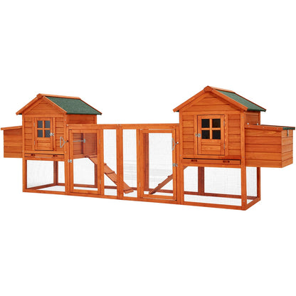 U-MAX Large Chicken Coop, 123" Wooden Chicken Coop for 4-6 Chickens Outdoor Hen House with Run, Natural Wood