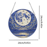 hospitian DIY Hanging Diamond Art Pendant Painting Kit Landscape,Lake Moon Diamond Painting Kits for Adults,Special Crystal Gem Craft Painting Kit Ornament 9.4x9.4inch hospitian