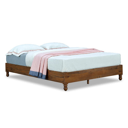 MUSEHOMEINC 12 Inch Solid Wood Bed Frame Rustic Style Eliminates The Need for a Boxspring, Natural Finish, King