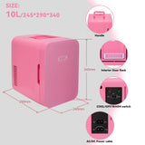 JOYSTAR 10 Liter/12 Cans Mini Fridge for Bedroom, Office, Dorm & Car, Portable Small Refrigerator for Skincare, Makeup, Beverage, Drinks, Thermoelectric Cooler & Warmer, Glass Door, Pink JOYSTAR
