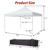 10x10ft Commercial Canopy Tent,Instant Pop Up Gazebo with 3 Sidewalls, Windows, Wheeled Carry Bag, Stakes, and Ropes - Perfect Outdoor Shelter for Parties, Events(White) PhoenixCrest