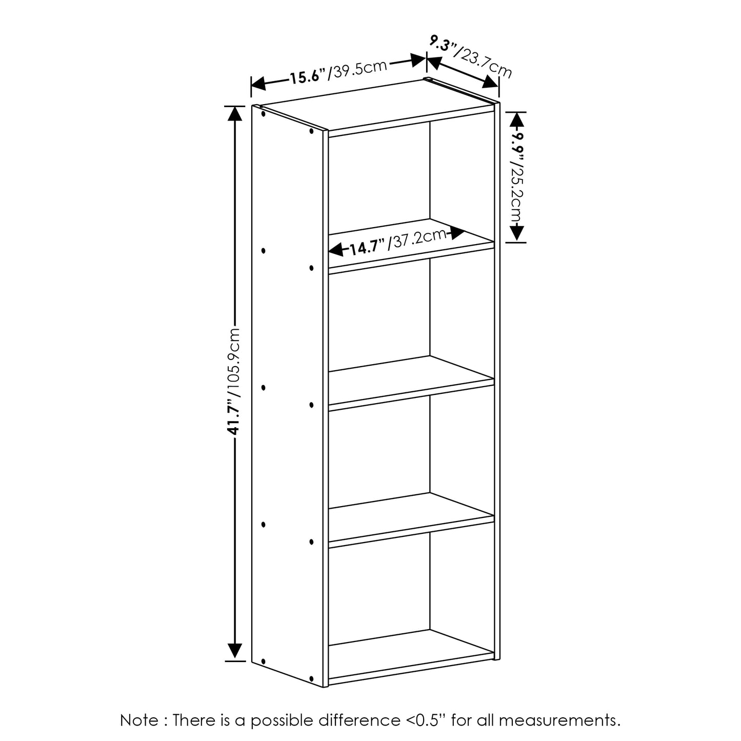 Furinno Luder 4-Tier Bookcase in French Oak - Stylish Storage Solution - WoodArtSupply