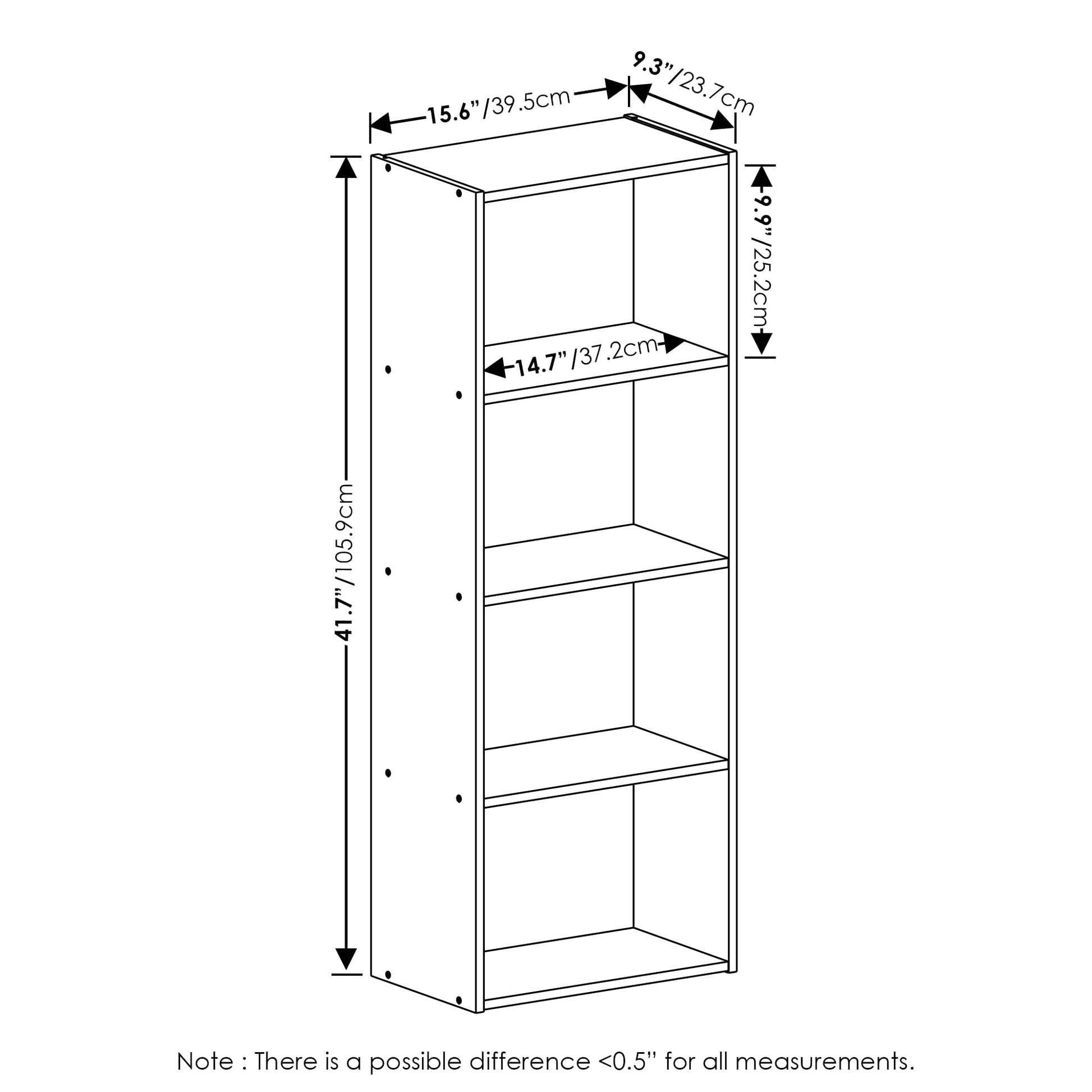 Furinno Luder 4-Tier Bookcase in French Oak - Stylish Storage Solution - WoodArtSupply