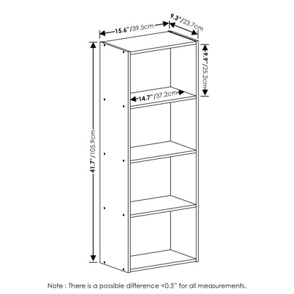 Furinno Luder 4-Tier Bookcase in French Oak - Stylish Storage Solution - WoodArtSupply