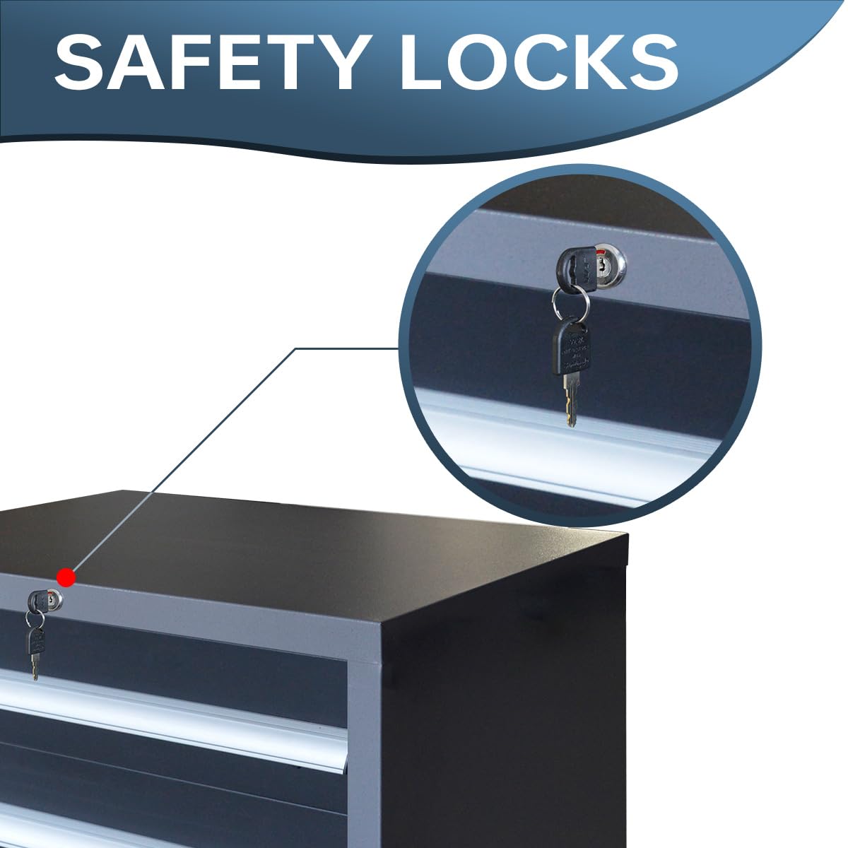 JZD Metal Tool Storage Cabinet with Lockable 5 Drawers. for Garage Workshops, No Assembly Required, Black & Grey JZD