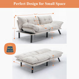 Anwick Futon Sofa Bed Velvet Convertible Futon Sleeper Couch, 71" Sleeper Sofa Bed with Adjustable Backrest, Modern Loveseat Couch for Compact Living Room, Apartment, Office (White) Anwick