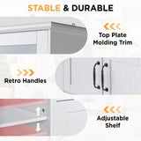 LUXOAK 98" Wide Wall Unit TV Stand with Storage for TVs up to 80", Large Modern TV Console Table with LED Lights, Entertainment Center with Bookshelves for Living Room, White LUXOAK