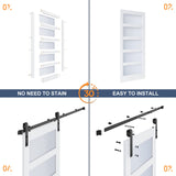 ROYMELO 48x84 Inch Glass Sliding Barn Door Slab and 8ft Hardware Kit Included, 5 Frosted Glass, LVL Wood Panel Covered with White Water-Proof Scratch-Proof PVC Surface, Simple DIY Assembly ROYMELO