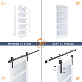 ROYMELO 42x84 Inch Glass Sliding Barn Door Slab and 7ft Hardware Kit Included, 5 Frosted Glass, LVL Wood Panel Covered with White Water-Proof Scratch-Proof PVC Surface, Simple DIY Assembly ROYMELO