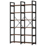oneinmil Bookshelf 6 Tier, 71.5'' Industrial Wood Bookshelves, Book Shelf with 12 Open Display Shelves & Metal Frame, Tall Bookcase for Home and Office, Rustic Brown oneinmil