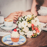 WEBEEDY DIY Mosaic Craft Kit - Flower Mosaic Bamboo Coasters for Adults, Blue Style Glass Tiles, 6.1 WEBEEDY