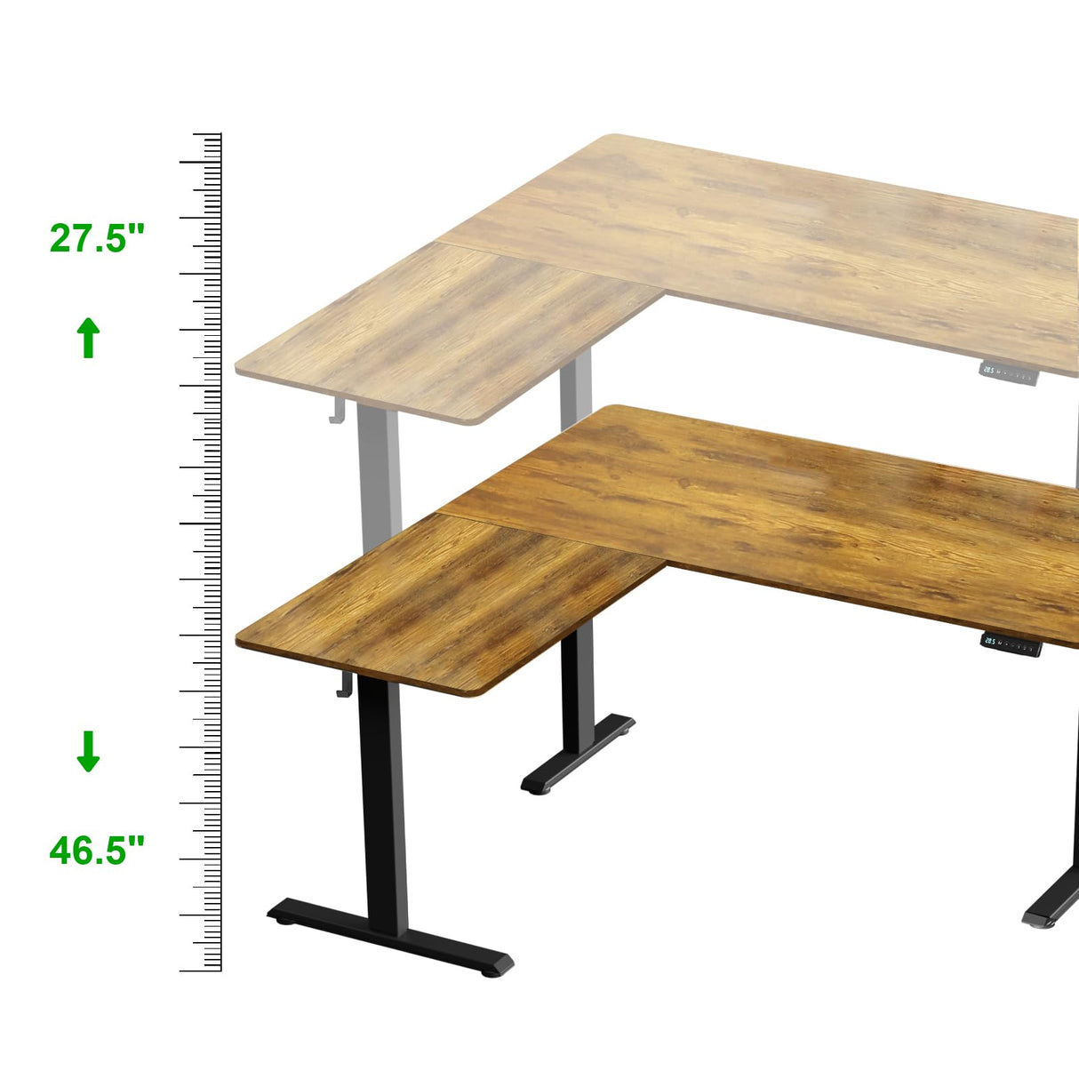 ExaDesk Upgrade Version 63 * 55 inch L Shaped Electric Adjustable Height Standing Desk, Corner Stand Up Desk, Sit Stand Computer L Desk for Gaming Office ExaDesk