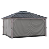 SUNJOY Replacement Curtains for 13 ft. × 15 ft. Wood-Framed Gazebos, Grey Sunjoy