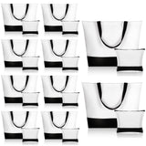 Sanwuta 20 Pcs Large Blank Canvas Tote Bags and Makeup Bags Blank Reusable Grocery Bags Canvas Bags with Handles(Black and White) Sanwuta