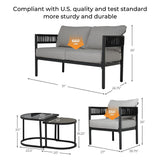 Grand patio 5-Piece Outdoor Furniture Set with Thick Cushions and Coffee Table, Wicker Sofa Conversation Set for Backyard, Beige Grand patio