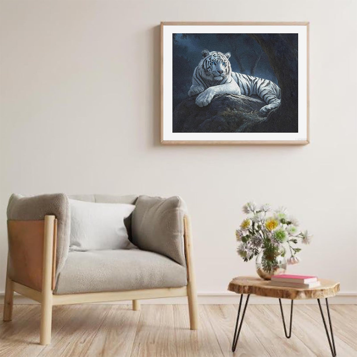White Tiger with Blue Eyes Paint by Numbers Kit for Adults DIY Canvas Artwork Modern Art Home Decor 16x20in LAENAKR