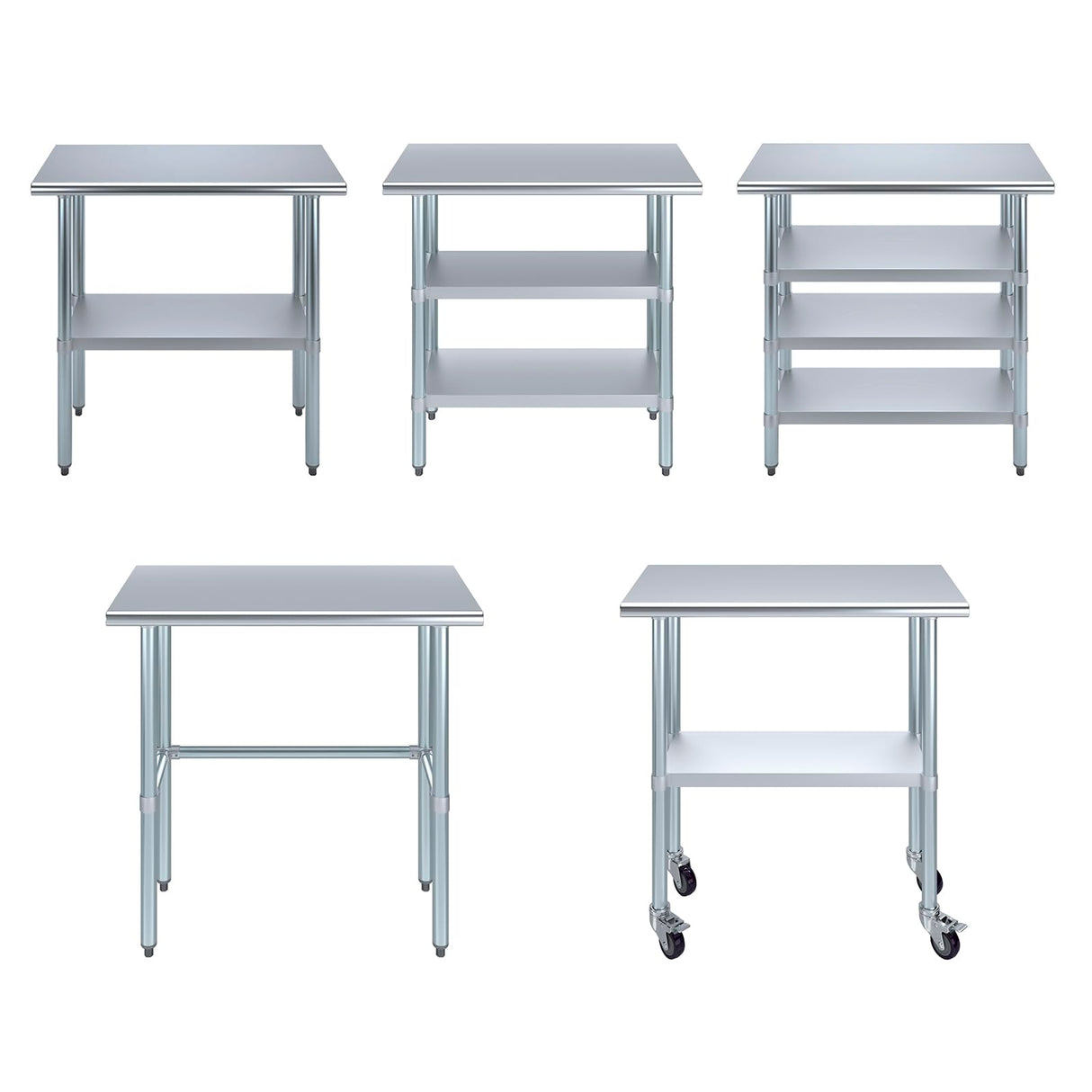 Stainless Steel Table + Add Casters | Choose from 43 Sizes | NSF Metal Work Table for Kitchen Prep Utility | Commercial and Residential Applications. AmGood