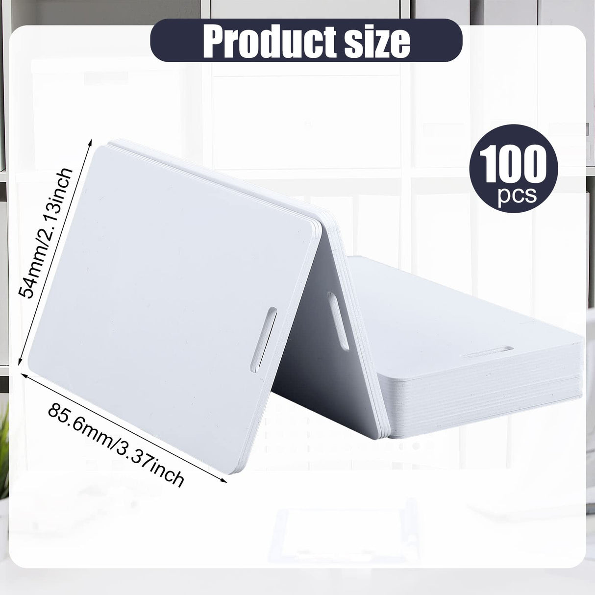 100 Pcs White PVC Cards with Slot Punch on Short Side Vertical Slot Punch Card Blank Credit Cards Plastic Photo ID Card Graphic Quality PVC Cards for Business Office, Standard CR80 30Mil Size Tinlade